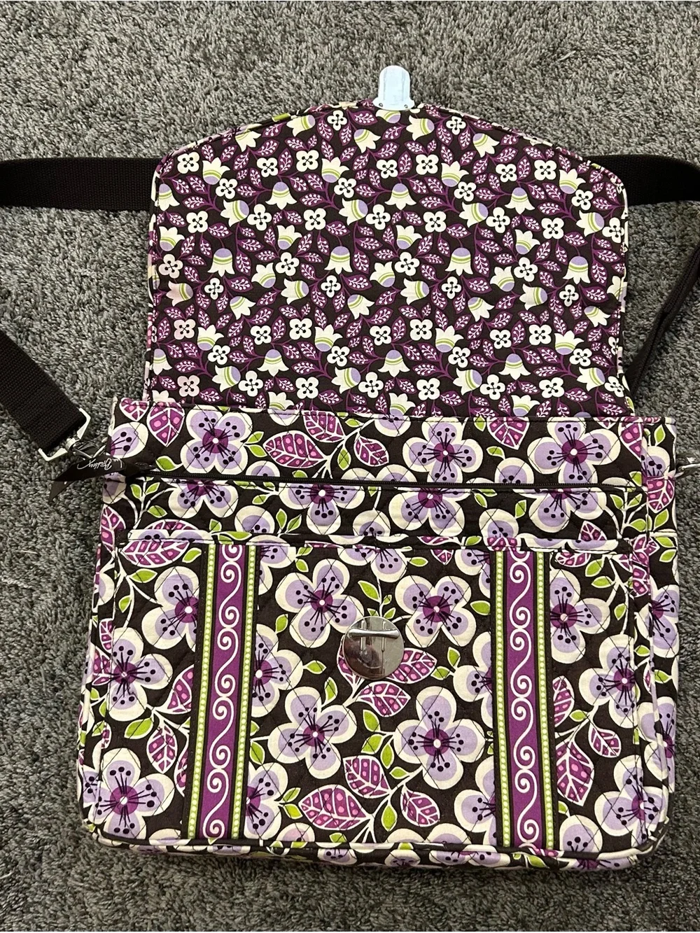 Vera Bradley Plum Petals Messenger/Laptop/School Bag - Excellent Condition